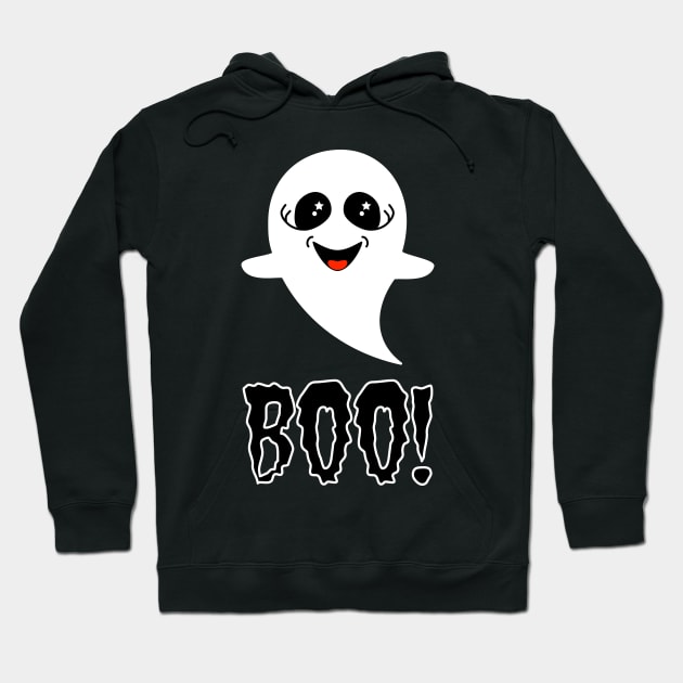 Boo!  Cute Little Ghost on Black Hoodie by Amanda Lucas